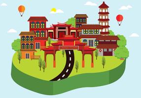 Gratis China Town Illustratie vector