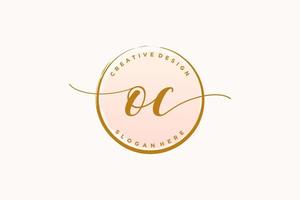 eerste oc handschrift logo met cirkel sjabloon vector handtekening, bruiloft, mode, bloemen en botanisch met creatief sjabloon.