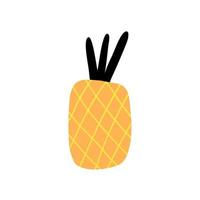 hand- getrokken ananas in vlak stijl. vector kinderen illustratie.