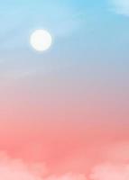 kleurrijk heldere lucht met pluizig wolken met pastel toon in blauw, roze en oranje in ochtend, fantasie magisch zonsondergang lucht Aan voorjaar of zomer, vector illustratie zoet achtergrond voor vier seizoen banier