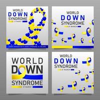 naar beneden syndroom wereld dag vector poster met blauw en geel lintje. sociaal poster 21 maart wereld naar beneden syndroom dag.