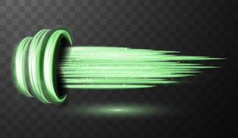 groen gloeiend glimmend spiraal lijnen abstract licht snelheid en glimmend golvend spoor vector