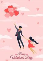 vector ilustration kaarten voor valentijnsdag dag. paar in liefde, vent en meisje Aan een datum, bruiloft, voorstellen.