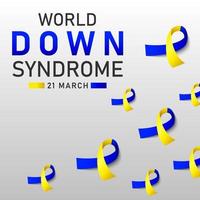 naar beneden syndroom wereld dag vector poster met blauw en geel lintje. sociaal poster 21 maart wereld naar beneden syndroom dag.