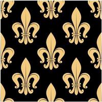 naadloos gouden fleur-de-lis patroon over- zwart vector