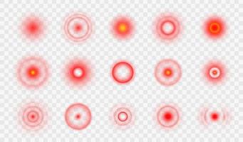 pijn punt cirkel pictogrammen, rood doelen of pijn vlekken vector