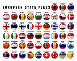 Europese staat vlaggen 3d afgeronde vector