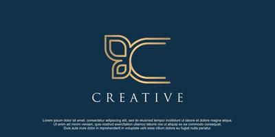 brief c logo met blad concept premie vector