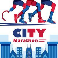 stad marathon, marathon deelnemer voeten illustratie vector