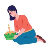 vrouw met bloemen decoratie vector