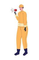 brandweerman met megafoon vector