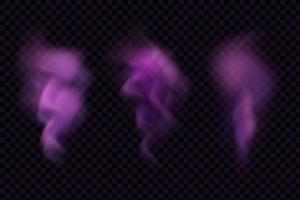 realistisch eng mystiek mist in nacht halloween. Purper giftig gas, stof en rook effect. vector