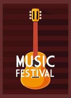 poster muziekfestival met muziekinstrument gitaar vector