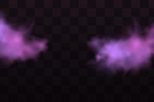 realistisch eng mystiek mist in nacht halloween. Purper giftig gas, stof en rook effect. vector