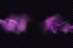 realistisch eng mystiek mist in nacht halloween. Purper giftig gas, stof en rook effect. vector