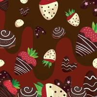 gekleurde naadloos patroon achtergrond met aardbeien met chocola vector illustratie