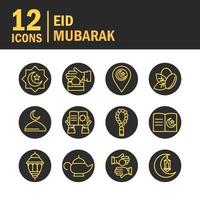 eid mubarak viering traditionele icon pack vector