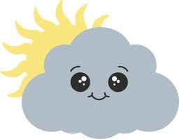 schattig gelukkig wolk, zegel of icoon vector illustratie