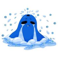 halloween stickers. blauw tekenfilm monster huilen met lolly. geïsoleerd Aan wit achtergrond. vector