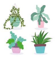 set van schattig interieur potplanten vector