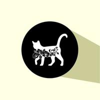 icoon bloemen kat zwart en wit illustraties vector