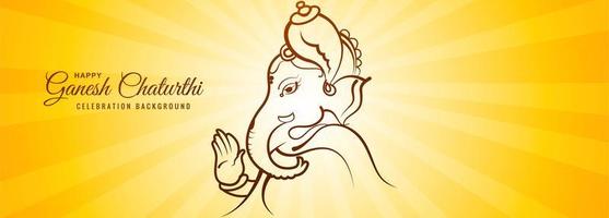 heer ganesha lichtstraal voor ganesh chaturthi kaartbanner vector