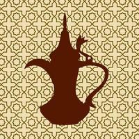 bewerkbare kant visie dallah Arabisch koffie kruik silhouet Aan gevormde achtergrond vector illustratie voor cafe met midden- oostelijk cultuur traditie en Islamitisch momenten verwant ontwerp