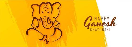 geel geschilderde gelukkige ganesh chaturthi-festivalbanner vector