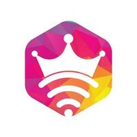 koning Wifi logo sjabloon vector. kroon en Wifi vector logo sjabloon.