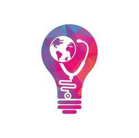 stethoscoop wereldbol lamp vorm concept logo ontwerp vector. wereld medisch logo sjabloon ontwerp. vector