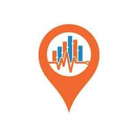 financiën pulse GPS vorm concept logo. hart ritme financiën logo ontwerp icoon. statistieken pulse logo ontwerp sjabloon. vector