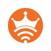 koning Wifi logo sjabloon vector. kroon en Wifi vector logo sjabloon.