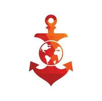 anker wereldbol logo sjabloon. anker en planeet logo combinatie. marinier en wereld symbool of icoon. vector