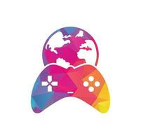 spel wereldbol logo icoon ontwerp. online gamer wereld logo. wereldbol en spel stok icoon vector