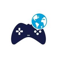 spel wereldbol logo icoon ontwerp. online gamer wereld logo. wereldbol en spel stok icoon vector