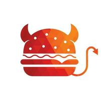 monster hamburger logo ontwerp. hamburger duivel mascotte illustratie vector