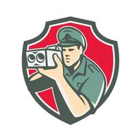 politieagent snelheid camera schild retro vector