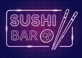 sushi bar Japan Aziatisch voedsel of restaurant van sashimi en broodjes voor aan het eten met soja saus en wasabi in sjabloon hand- getrokken tekenfilm vlak illustratie vector