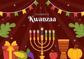 gelukkig kwanzaa vakantie Afrikaanse achtergrond sjabloon hand- getrokken tekenfilm vlak illustratie vector