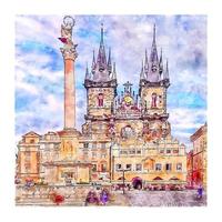 praag tsjechische republiek aquarel schets hand getekende illustratie vector