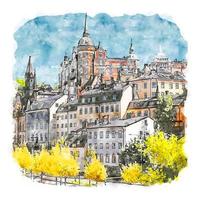 stockholm zweden aquarel schets hand getekende illustratie vector