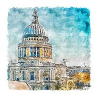 st Pauls kathedraal Engeland waterverf schetsen hand- getrokken illustratie vector