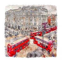 Oxford circus Londen waterverf schetsen hand- getrokken illustratie vector