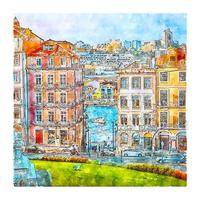 porto portugal aquarel schets hand getekende illustratie vector