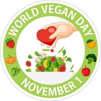 wereld veganistisch dag logo concept vector