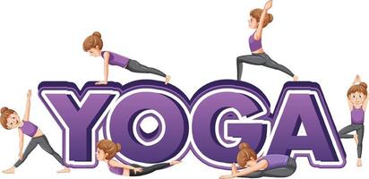mensen beoefenen yoga met tekst vector
