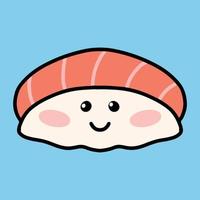 sushi in kawaii stijl. schattig Japans sushi met een glimlach. vector illustratie. tekenfilm stijl. logo voor een sushi restaurant. grappig sushi karakter.