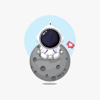 schattig astronaut mediteren Aan de maan illustratie vector