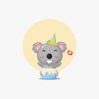 schattig koala met verjaardag taart tekenfilm illustratie vector