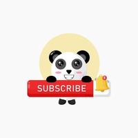 schattig panda karakter met inschrijven bord vector